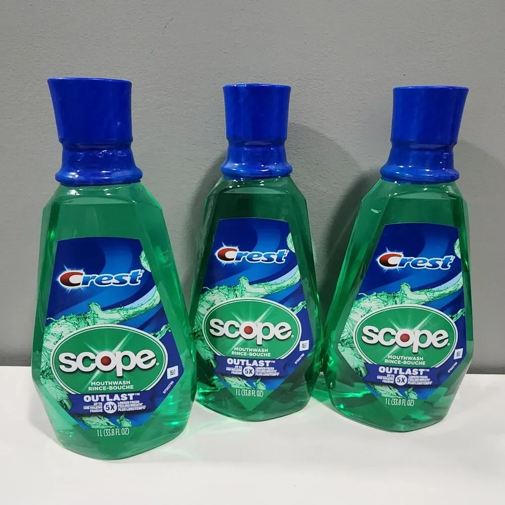 Crest Scope Outlast Mouthwash Rince, Fresh Mint, 1 Liter ( 33.8 fl oz ) 3 pack
